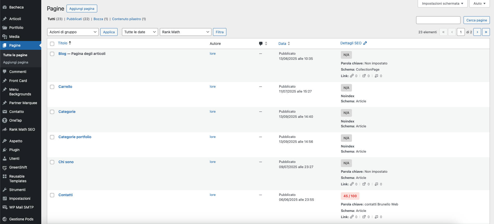 Gestione 1 wordpress cms wp brunello web
