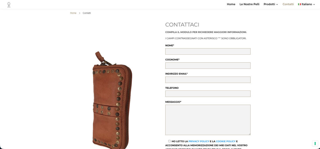 idea pelle contatti portfolio brunello web